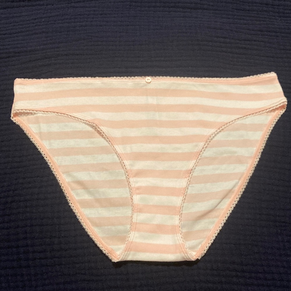 NWT Victoria's Secret Pink & White Striped Panties with button Size XL